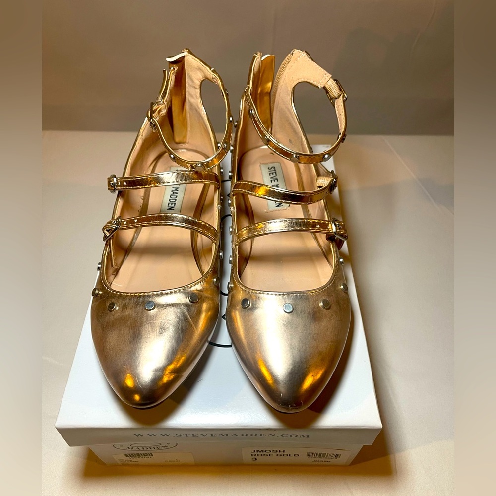 Steve Madden Unisex Gold Jmosh Ballet Flat Size 3M - Picture 2 of 5